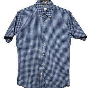 Peter Millar Blue and White Checkered Shirt Small